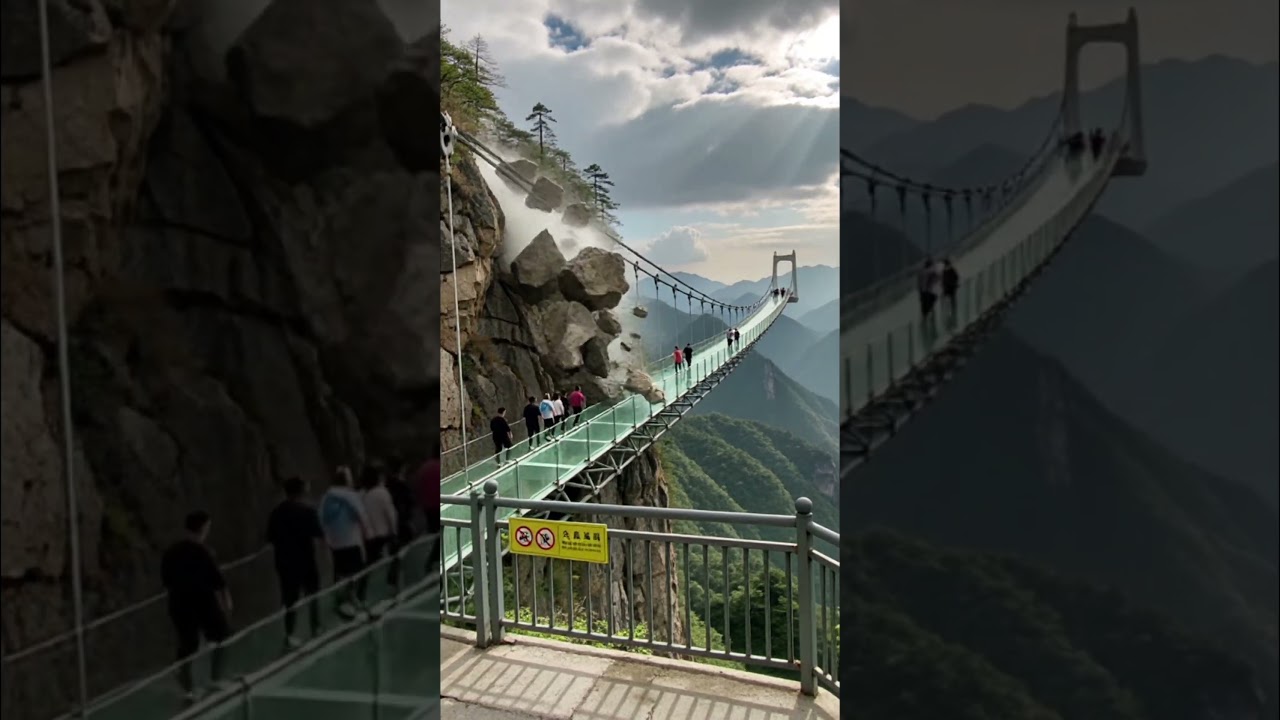A glass bridge demolition in china 