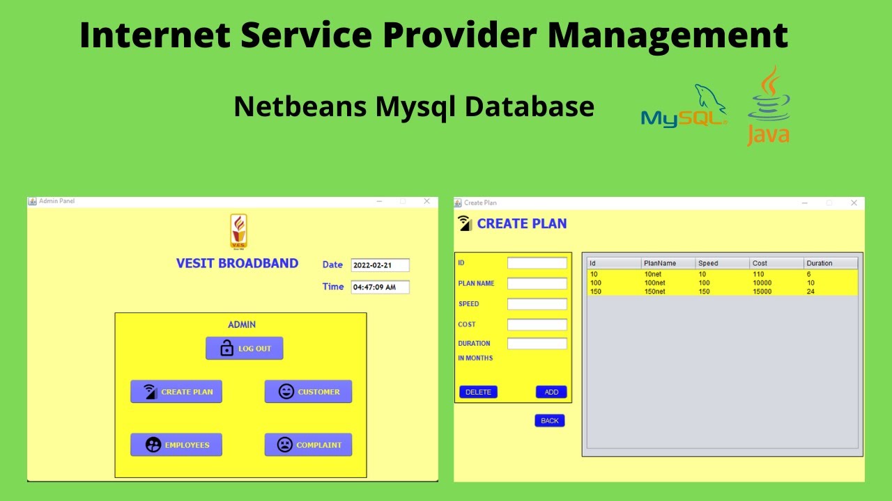 Internet Service Provider Project on Java Mysql - YouTube