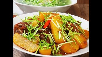 2 Món ăn Ngon Hàng Ngày, SƯỜN HEO KHO CỦ CẢI & CANH CẢI NẤU TÔM, braised white radish by Vanh Khuyen