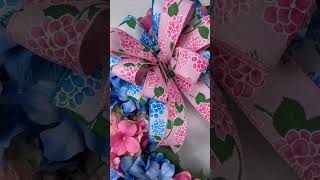 Blue &amp; Pink Grapevine Hydrangea Wreath,Spring Floral Front Door Decor,Blue and Pink Flower W #shorts