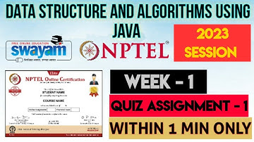 Data Structure and algorithms using Java - NPTEL 2023 || WEEK 1 QUIZ ASSIGNMENT SOLUTION ||
