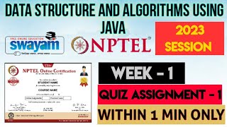 Data Structure and algorithms using Java - NPTEL 2023 || WEEK 1 QUIZ ASSIGNMENT SOLUTION ||