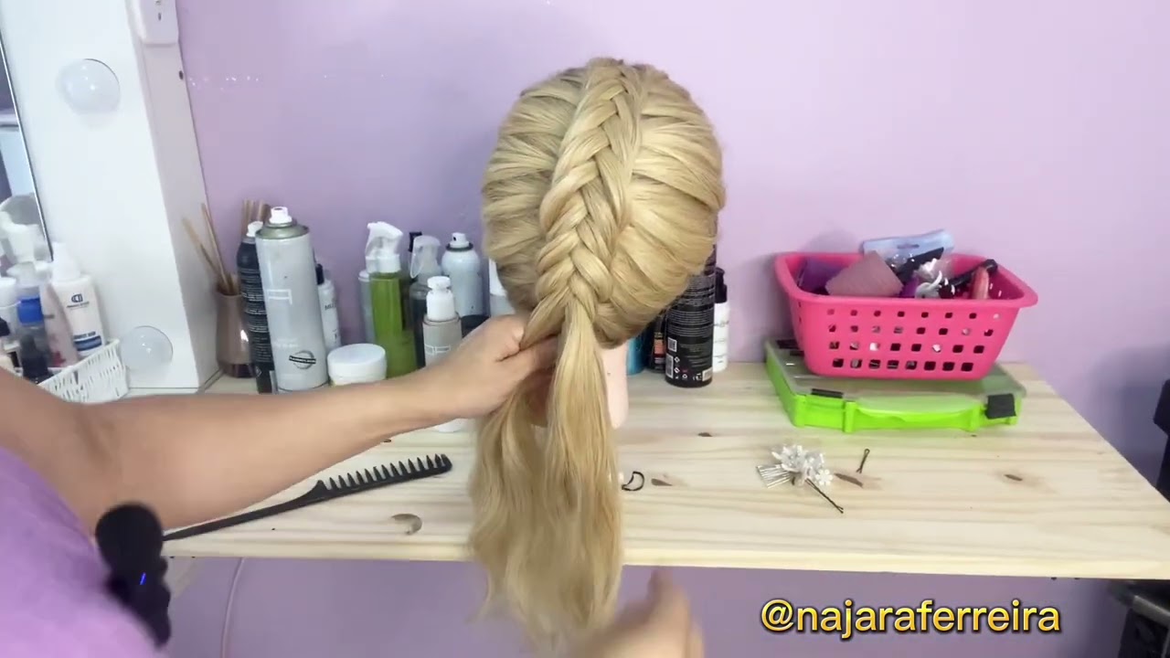 Trança espinha de peixe invertida @najaraferreirapenteados337