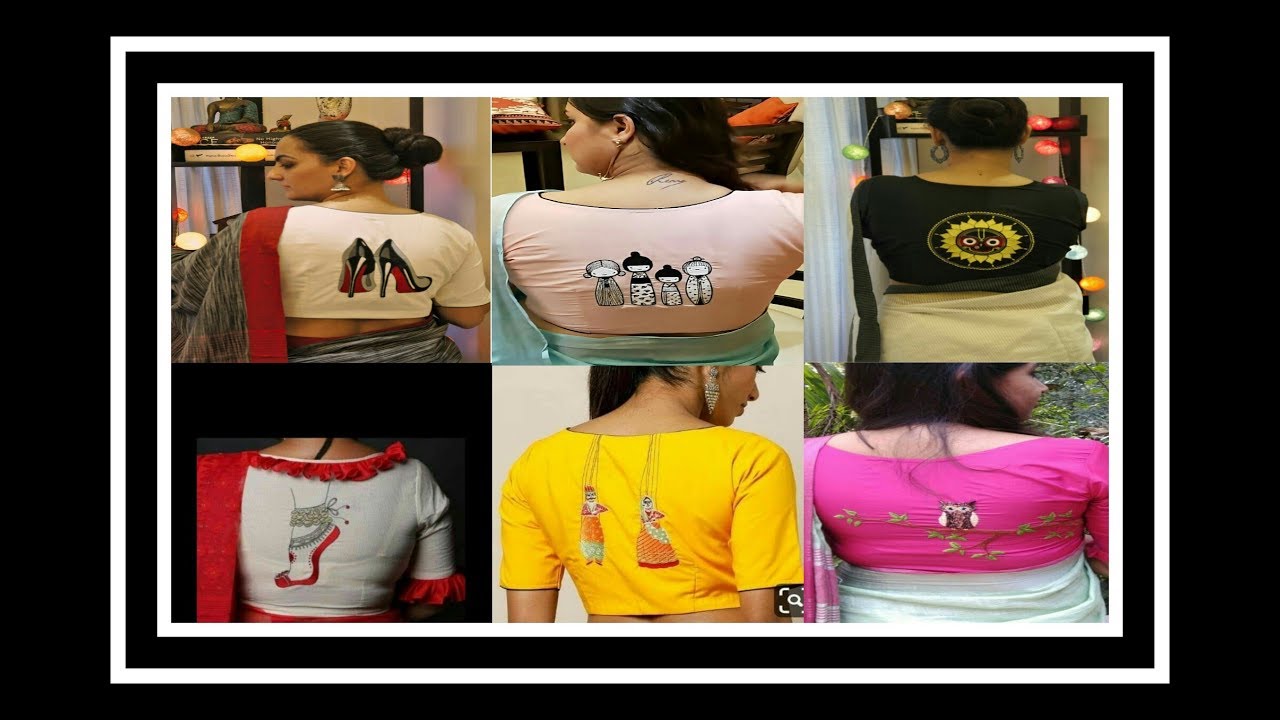 Latest New Thread Back Neck Blouse Designs 2019| Simple Thread Worked Blouse Designs||