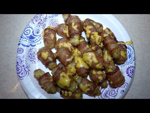 Amazing Bacon Wrapped Tater Tots and Cheese Appetizer