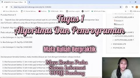 TUGAS 1 | ALGORITMA DAN PEMROGRAMAN | MAYA REZINA PASHA | UNIVERSITAS TERBUKA