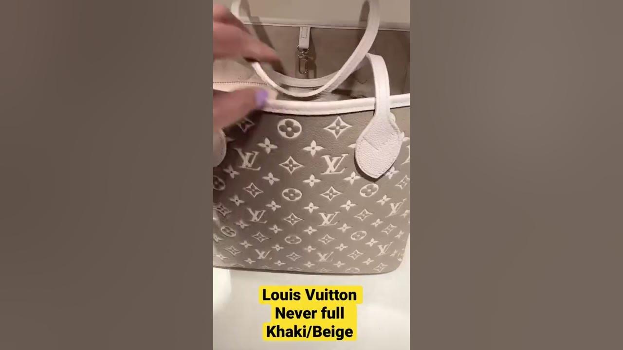 Louis Vuitton Khaki x Beige Monogram Leather Empreinte Neverfull