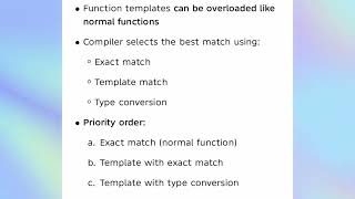 CS25C07  UNIT 5 Overloading of function template