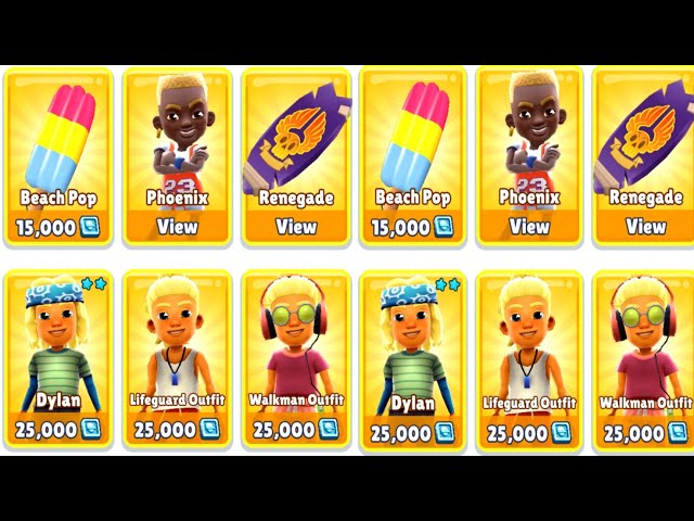 Subway Surfers - #ShopUpdate Surfs up! Play the Daily High Score or  Marathon to collect Event Coins and unlock Dylan, his new Walkman Outfit,  the sweet Beach Pop Board, and more! 🏄🎧