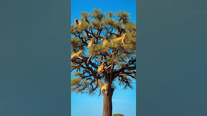 Watch the video about Surreal Cats Resting in a Tree in the African Savannah" #Cats InTree #SurrealCats #FantasyWildlife