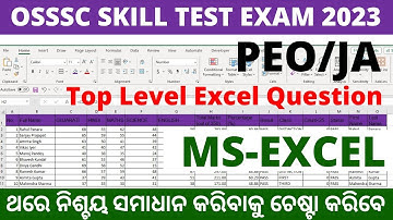 MS Excel Super Video for OSSSC Computer skill test exam | Computer practical exam question paper pdf