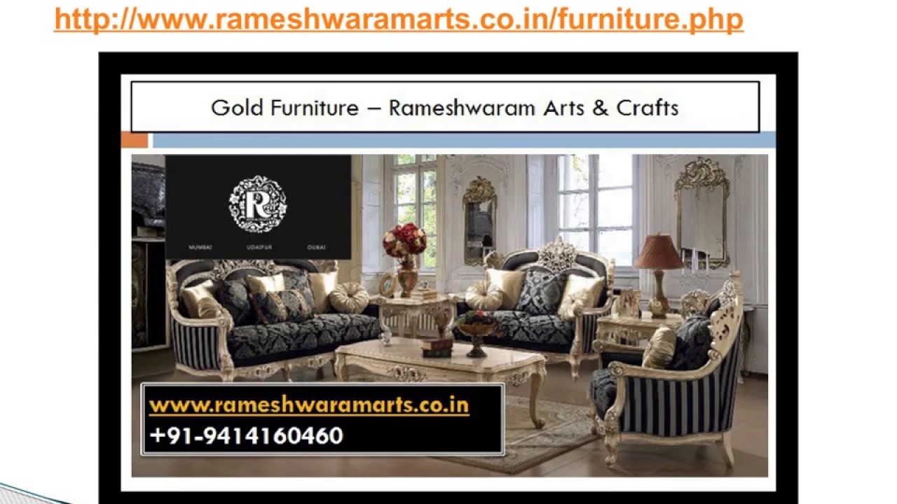 Gold furniture living room - YouTube