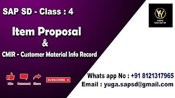 SAP SD- Class 4: Item proposal & CMIR-Customer material info record || Your