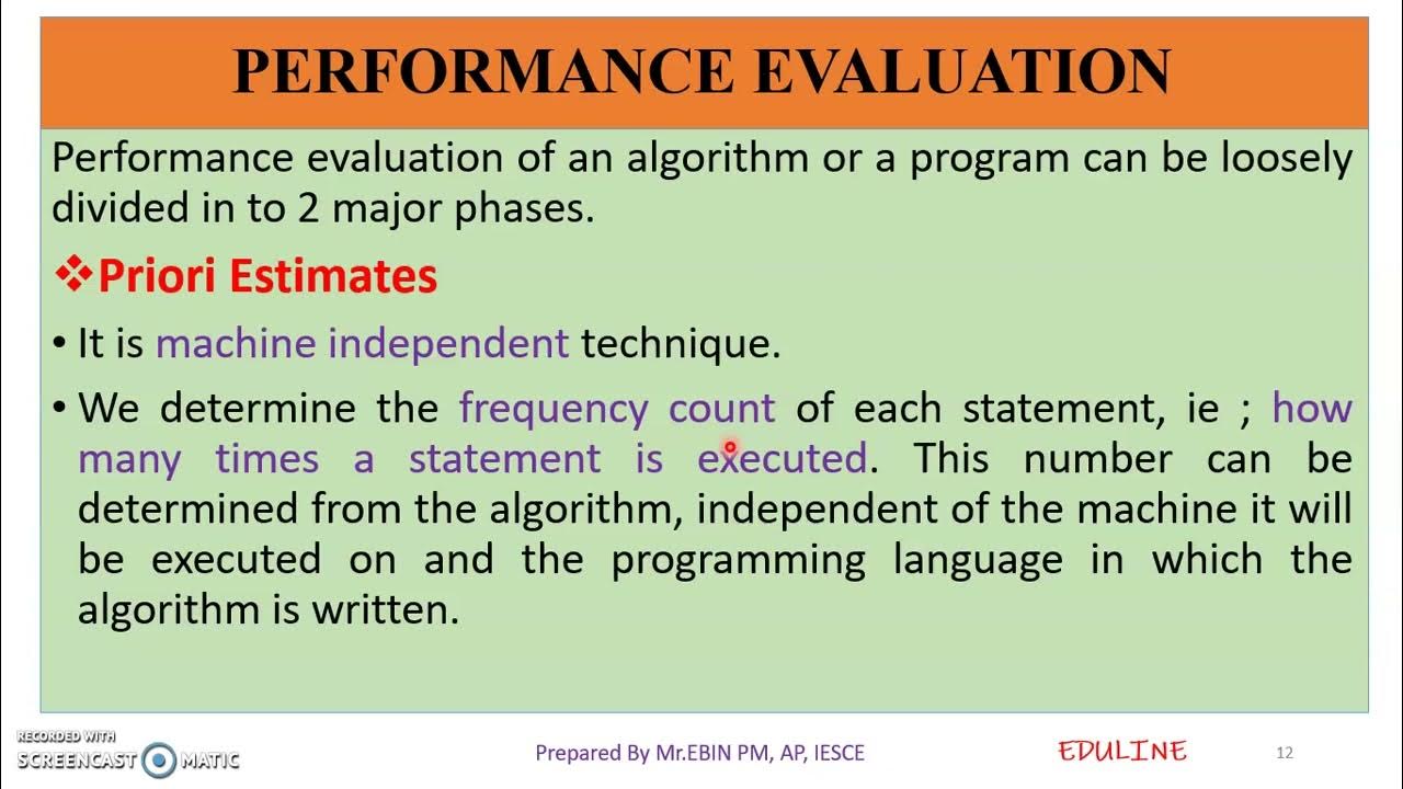TOPIC 3 - PERFORMANCE EVALUATION OF ALGORITHM - YouTube