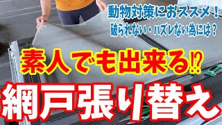 【網戸 張り替え DIY】コツ やり方を細かく解説。動物にも負けない網戸に変えてみよう。1人でも出来る!!