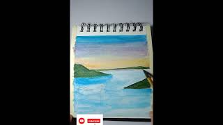 How to draw landscape painting /landscape painting with watercolor/ watercolor painting