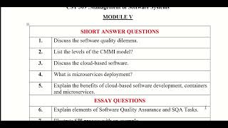 CST 309 : MSS : MODULE 5 :  Important Questions