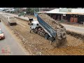 Downstairs​ In New Foundation Filling Using Stone Soils Of Middle Point National Road With Bulldozer