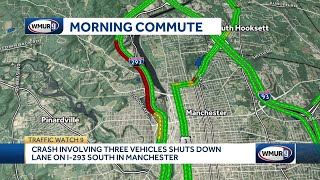 Crash involving three vehicles shuts down lane on I-293 South in Manchester