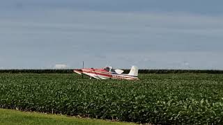 Cessna Cropduster Taking Off The The Landing Strip In A Bean Field