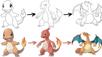 How To Draw CHARMANDER, CHARMELEON & CHARIZARD // POKÉMON // Step-By-Step