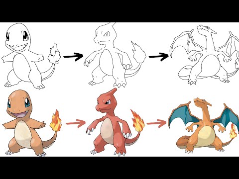 How To Draw CHARMANDER CHARMELEON amp CHARIZARD  POKMON  StepByStep