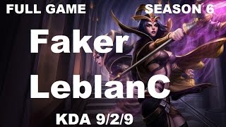 Faker - LeBlanc vs Corki - Mid - Full Game [Apr 3 2016]