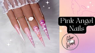 PINK ANGEL NAILS ???  3XL STILETTO | GLAM WIRED NAILS