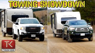 Toyota Tacoma vs GMC Canyon  Which Midsize Pickup Pulls this Travel Trailer Best?