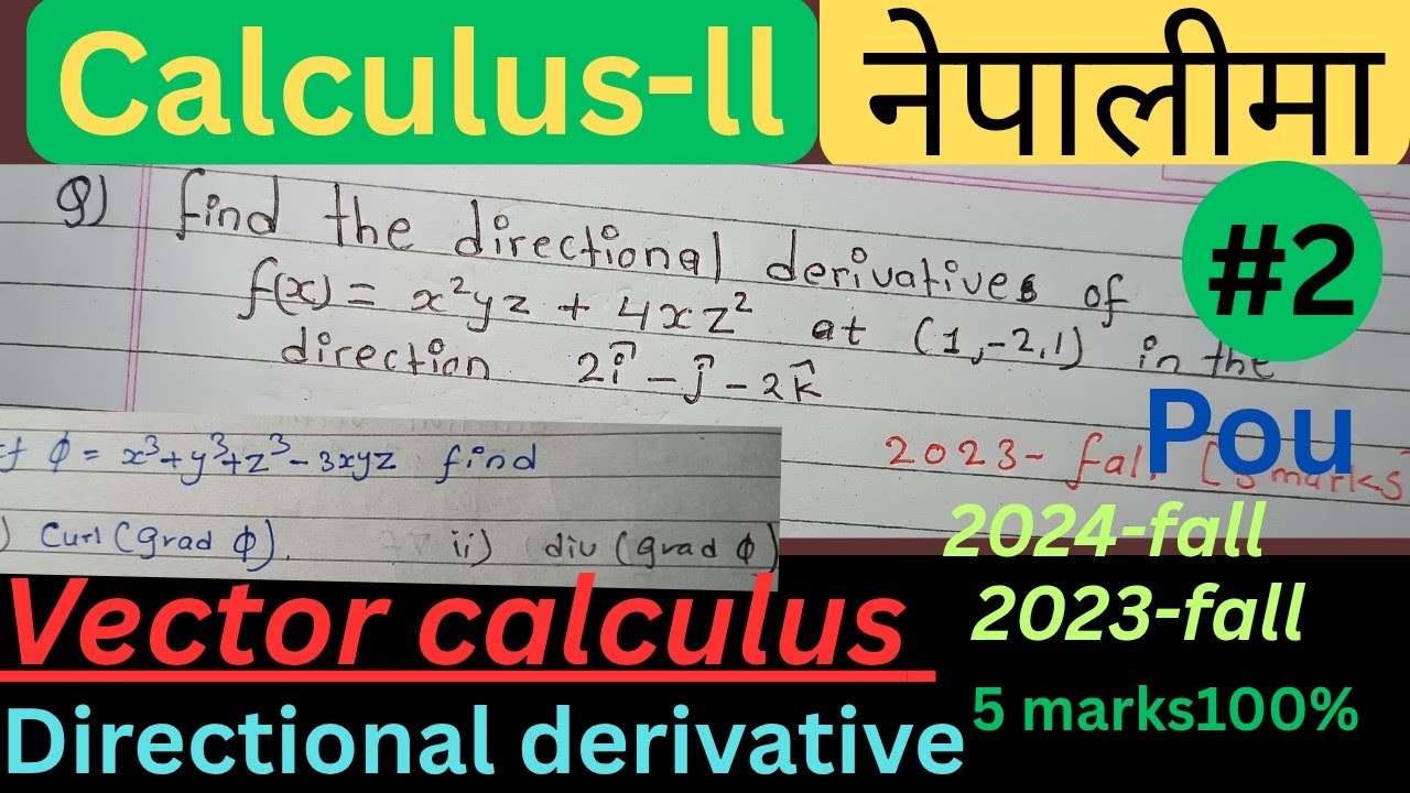 Calculus Ll Calculus-ll # Vector calculus|| Directional derivatives|| old question ...