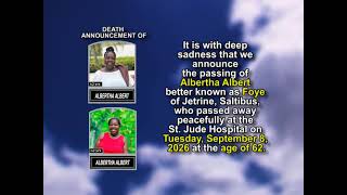 Albertha Albert ~ Short Obituary