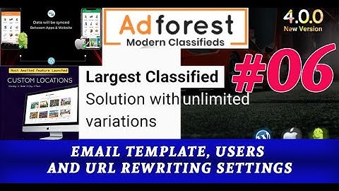 Adforest - Email Template, Users and URL Rewriting Settings in Adforest Theme Setup