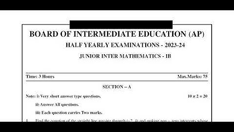 Ap inter Maths 1B Half yearly  💯💯V.imp paper 2023-24 |Ap Inter 1st year Maths 1B 💯 half yearly paper