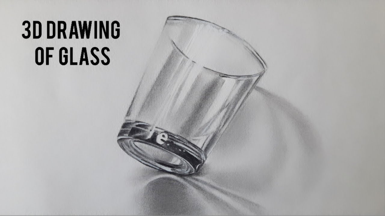How to draw a simple 3D Art of glass l Draw water glass 3D art - YouTube