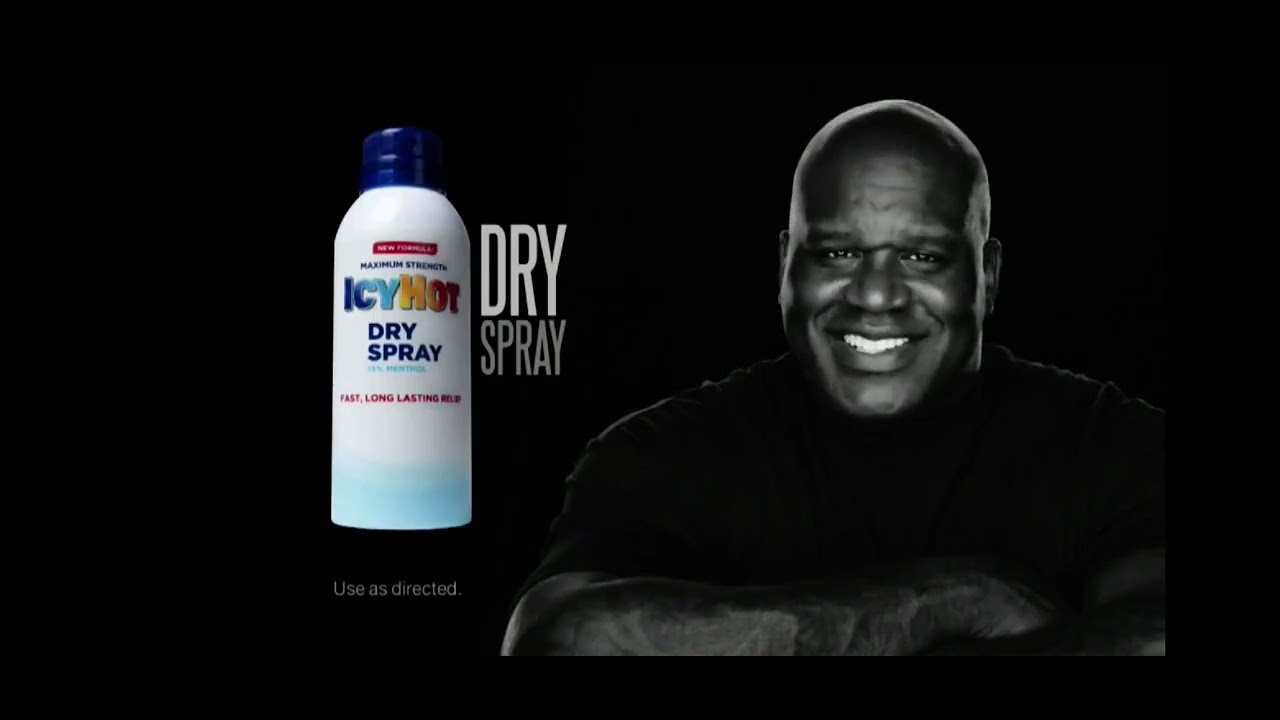 Icy hot dry spray when pain wears you down: new look featuring Shaquille o Neal