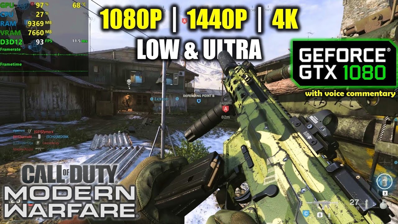 Gtx 1080 Call Of Duty Modern Warfare 1080p 1440p 4k Low Ultra Youtube