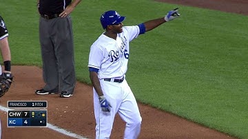 Cain lofts an RBI single to right