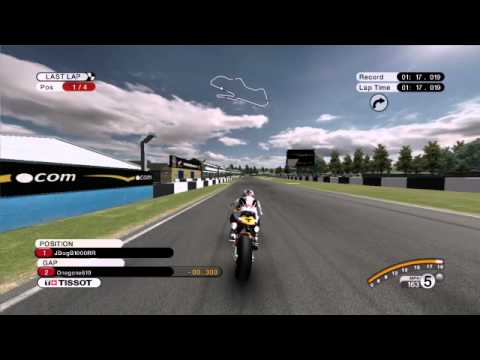 Racing online wih the guys at the British Donington Park circuit. Multiplayer PC video game MotoGP 2008, on advanced settings and manual gears. Racing with Spider, OneGone, and BustinOut on October 23rd 2010 The four of us have been racing online with this game for a few years now. We usually race Friday nights 8pm PST -8:00 GMT