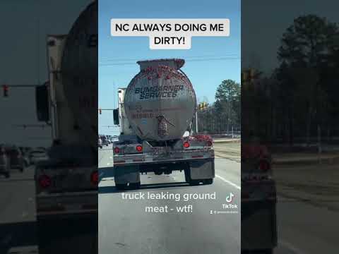 Viral TikTok Video of Truck spilling raw meat all over the road