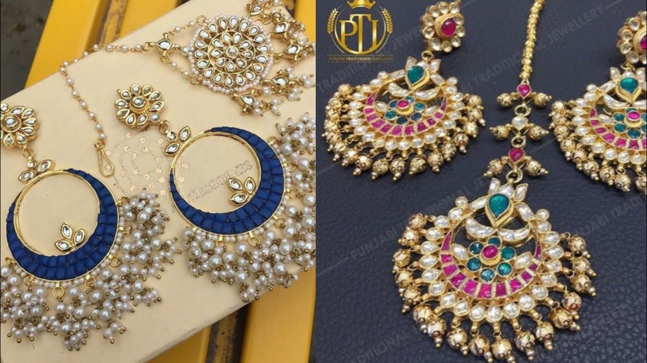 Beautiful Chandbaali Earrings With Maangtika Designs Indian Beautiful Chandbaali Earrings With Maangtika Designs Indian Jewellery Ideas For Lehenga Saree Suit