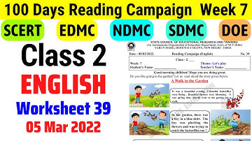 Class 2 English Worksheet 39 Week 7 (5/3/22) || Class 2 English Week 7 Activity sheet 39