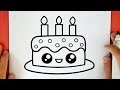 COME DISEGNARE UNA TORTA DI COMPLEANNO KAWAII