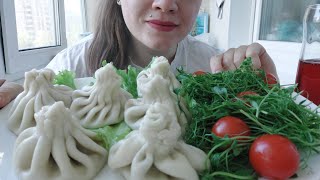 Мукбанг хинкали 🥟 микрозелень, помидорки #мукбанг #фудблогер