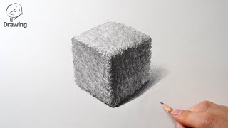 [소묘 기초 드로잉] 털질감 정육면체 그림 그리기 / 기초조형 정물 연필 정밀묘사 / Pencil Drawing Basics / How to Draw Fur Texture-Cube