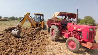 JCB 3dx Backhoe Loading Mud in Swaraj 744 4wd Excavator in Mud | Tractor Loading Video