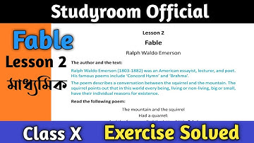 Class 10 English lesson 2 Fable Solved Exercise | Fable Complete Exercise by Ralph Waldo Emerson