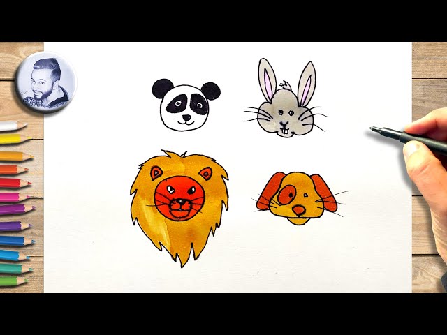 Comment dessiner des animaux (doodles tête d'animal facile) - Occuper Les  Enfants