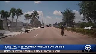 Teens on e-bikes caught popping wheelies on busy Cape Coral road