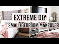 Extreme Small Rental Bedroom Makeover + DIY Queen Bed - Pt 1