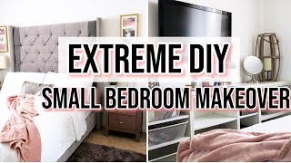 Extreme Small Rental Bedroom Makeover + DIY Queen Bed  Pt 1